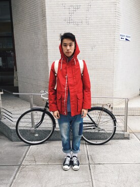 「GAP（ギャップ）のアイテム（ナイロンジャケット）」を使った、Jonathan kang さん（メンズ・178cm）の冬コーディネート