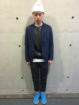「Kenneth Cole（ケネスコール）のアイテム（スウェット）」を使った、Jonathan kang さん（メンズ・178cm）の冬コーディネート