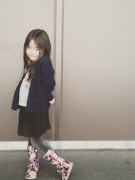 「ふわふわカーディガン」｜nijinoさん（キッズ・110cm）の秋コーディネート