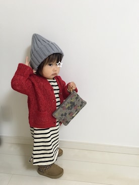 「フェリシモキッズ（フェリシモキッズ）のアイテム（ワンピース/ドレス）」を使った、iro-iroさん（キッズ・70cm）の秋コーディネート