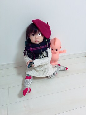 「おうちスタイル」｜「アイテム（ハンチング/ベレー帽）」を使った、iro-iroさん（キッズ・70cm）の秋コーディネート