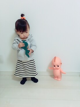 「フェリシモキッズ（フェリシモキッズ）のアイテム（ワンピース/ドレス）」を使った、iro-iroさん（キッズ・70cm）の冬コーディネート