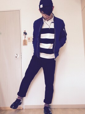 「白シャツ×ニット」｜「アイテム（その他）」を使った、Syouさん（メンズ・170cm）の秋コーディネート