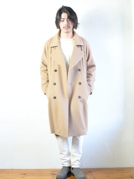 「UNUSED」｜「アイテム（トレンチコート）」を使った、citylightsさん（メンズ・176cm）の冬コーディネート