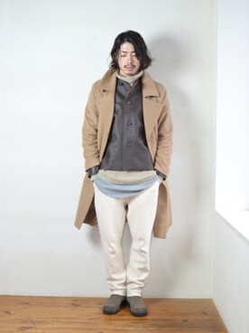 「UNUSED」｜「アイテム（トレンチコート）」を使った、citylightsさん（メンズ・176cm）の冬コーディネート