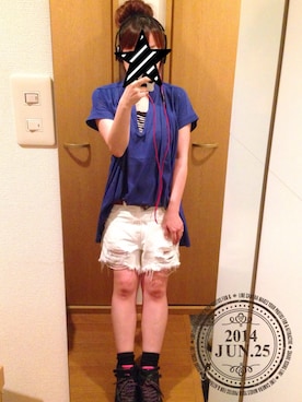 「ジャパンブルー」｜「アイテム（ワンピース/ドレス）」を使った、だっちゃんさん（レディース・154cm）の夏コーディネート