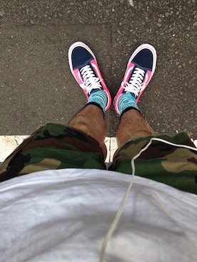 「VANS（バンズ）のOLD SKOOL（シューズ、ブルー系）」を使った、RYOCHINさん（メンズ・174cm）の夏コーディネート