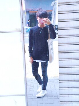 「usedのアイテム（Tシャツ/カットソー、ホワイト系）」を使った、ゲーリーさん（メンズ・171cm）の秋コーディネート