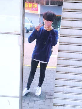 「FOREVER 21（フォーエバー トゥエンティーワン）のアイテム（デニムパンツ、ブルー系）」を使った、ゲーリーさん（メンズ・171cm）の秋コーディネート