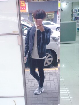 「UNIQLO（ユニクロ）のアイテム（ミリタリージャケット、ブラック系）」を使った、ゲーリーさん（メンズ・171cm）の秋コーディネート