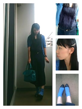 「透かし編みニット」｜くまきゅーさん（レディース・155cm）の夏コーディネート