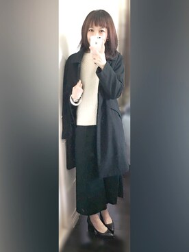 「ガウチョパンツ」｜「アイテム（ピーコート）」を使った、WTIN さん（レディース・157cm）の冬コーディネート