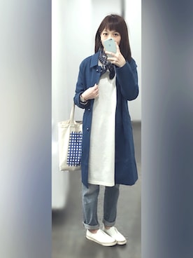 「バンダナ」｜「アイテム（チュニック）」を使った、WTIN さん（レディース・157cm）の春コーディネート