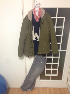 「GLOBAL WORK（グローバルワーク）のアイテム（その他アウター）」を使った、takeindiaさん（メンズ・176cm）の冬コーディネート