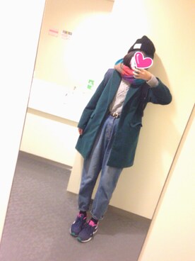 「マムジーンズ」｜「アイテム（チェスターコート）」を使った、key☆:)さん（レディース・161cm）の冬コーディネート