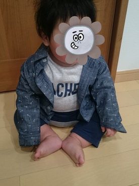 「アイテム（ロンパース、シルバー系）」を使った、しゆさん（キッズ・80cm）の春コーディネート