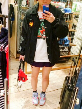 「SANTA CRUZ（サンタクルーズ）のアイテム（ナイロンジャケット）」を使った、morimiさん（レディース・160cm）の春コーディネート