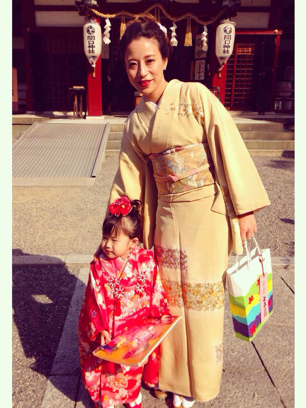 「着物、七五三、kimono」｜「kimonoのアイテム（浴衣、ベージュ系）」を使った、miffunさん（レディース・162cm）の秋コーディネートの1枚目の写真