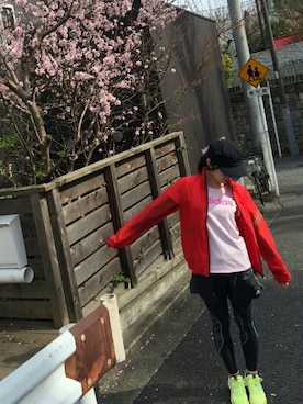 「ウォーキングスタイル」｜「アイテム（ブルゾン）」を使った、chiiiさん（レディース・160cm）の春コーディネート