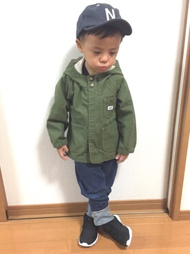 「petit main」｜「アイテム（その他アウター）」を使った、3taさん（キッズ・100cm）の秋コーディネート