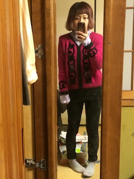 「ピンクニット」｜まめみちゃんさん（レディース・152cm）の冬コーディネート