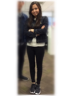 「アイテム（アナログ腕時計、ピンク系）」を使った、Ashさん（レディース・162cm）の秋コーディネート