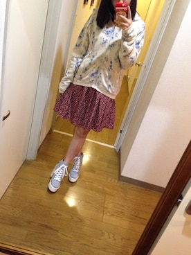 「flower」｜「アイテム（その他アウター）」を使った、Chamさん（レディース・162cm）の春コーディネート