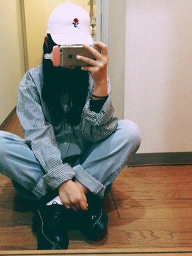 「WC（ダブル シー）のアイテム（キャップ）」を使った、Chamさん（レディース・162cm）の冬コーディネート