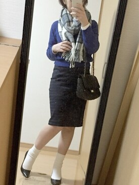 「ヒール×靴下」｜「アイテム（ピーコート）」を使った、kumahiさん（レディース・156cm）の冬コーディネート