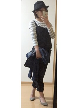 「ピクニック」｜「アイテム（つなぎ/オールインワン）」を使った、kumahiさん（レディース・156cm）の春コーディネート