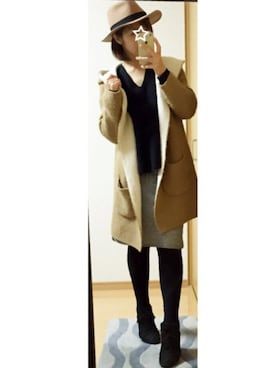 「スウェットスカート」｜「アイテム（その他アウター）」を使った、kumahiさん（レディース・156cm）の冬コーディネート