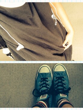 「VANCYのadidas黒Tシャツ（Tシャツ/カットソー、ブラック系）」を使った、38さん（レディース）の夏コーディネート