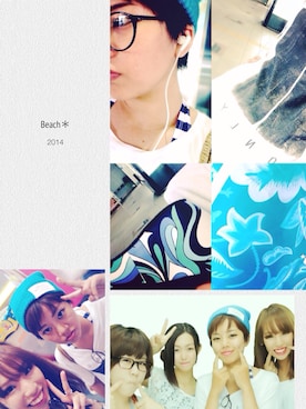 「Right-on（ライトオン）のニット帽（ニットキャップ/ビーニー、ブルー系）」を使った、38さん（レディース）の夏コーディネート