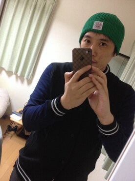 「L.H.P（エルエイチピー）のアイテム（ニットキャップ/ビーニー）」を使った、長谷川寛さん（メンズ・172cm）の秋コーディネート