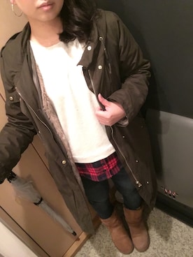 「Te chichi（テチチ）のアイテム（モッズコート）」を使った、eddyさん（レディース・155cm）の冬コーディネート