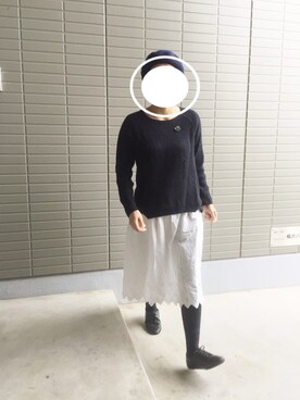 「アイテム（ハンチング/ベレー帽、ブルー系）」を使った、aさん（レディース・156cm）の秋コーディネート