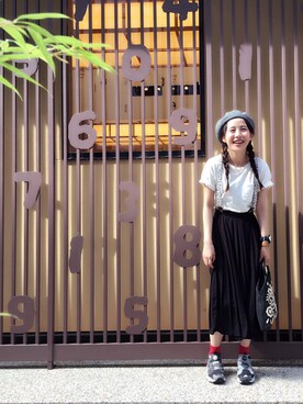 「HAPPYBOUNCE（ハッピーバウンス）のアイテム」を使った、えりんこりにすたさん（レディース・156cm）の夏コーディネート