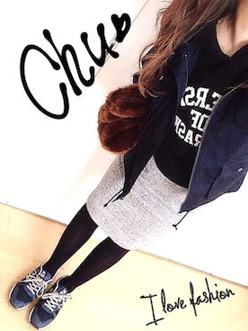 「アイテム（マウンテンパーカー、ブルー系）」を使った、めるもさん（レディース・158cm）の秋コーディネート