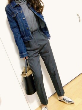 「GRL（グレイル）のアイテム（デニムジャケット）」を使った、めるもさん（レディース・158cm）の秋コーディネート