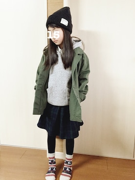 「タータンチェック」｜hi_niさん（キッズ・124cm）の冬コーディネート