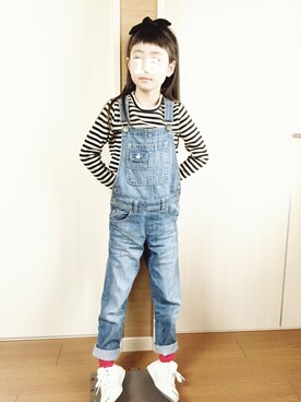 「ジャックパーセル」｜「アイテム（サロペット/オーバーオール）」を使った、hi_niさん（キッズ・127cm）の冬コーディネート