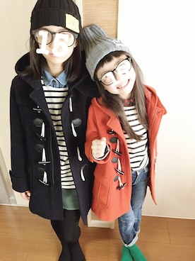 「カーゴスカート」｜「アイテム（ダッフルコート）」を使った、hi_niさん（キッズ・127cm）の冬コーディネート
