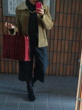「アイテム（ムートンコート）」を使った、zzzh15さん（レディース・157cm・20代）の冬コーディネート