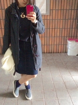 「アイテム（バックパック/リュック、ブルー系）」を使った、zzzh15さん（レディース・157cm）の冬コーディネート