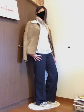 「アイテム（ムートンコート）」を使った、zzzh15さん（レディース・157cm・20代）の冬コーディネート