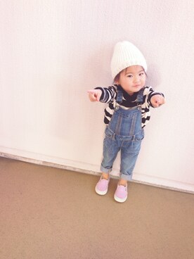 「outfit」｜「アイテム（サロペット/オーバーオール）」を使った、rittanさん（キッズ・80cm）の冬コーディネート