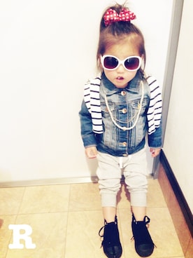 「ボーダーTシャツ」｜rittanさん（キッズ・80cm）の春コーディネート