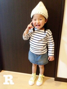 「ボーダーTシャツ」｜rittanさん（キッズ・80cm）の春コーディネート