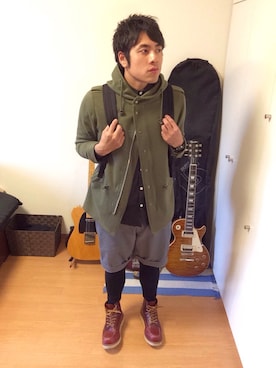 「HVC（エイチブイシー）のアイテム（ミリタリージャケット）」を使った、けんたろさん（メンズ・164cm）の秋コーディネート