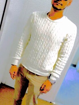「Rodeo Crowns（ロデオクラウンズ）のアイテム（ニット/セーター）」を使った、オピさん（メンズ・180cm）の春コーディネート